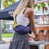 Upcycled Sling Bag Ticket To The Moon TMSLB0623 Sling Bags One Size / Navy Blue/Gold
