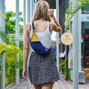 Upcycled Sling Bag Ticket To The Moon TMSLB0623 Sling Bags One Size / Navy Blue/Gold