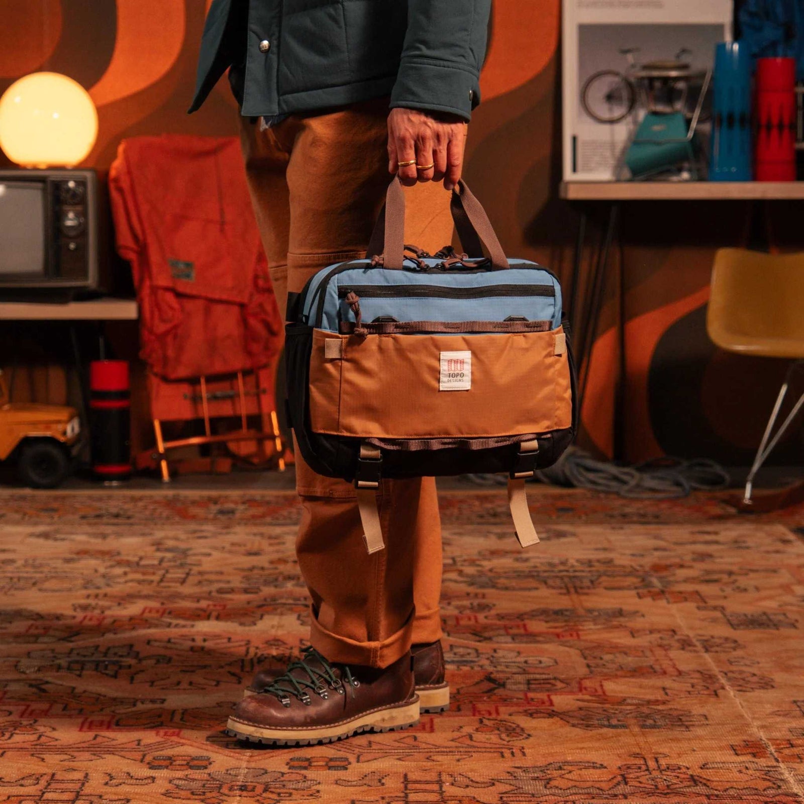 Mountain Cross Pack Topo Designs 932425450000 Sling Bags 17L / River Blue/Brown Oak