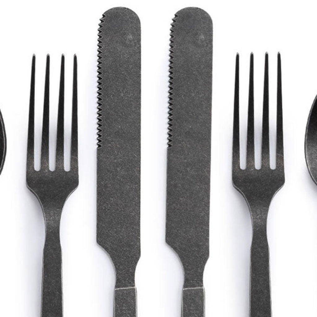 Matte Flatware | Set of 2 Barebones Living CKW-370 Cutlery Sets One Size / Slate Grey