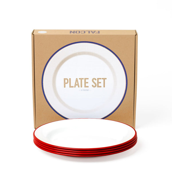 Plates (Set of 4) Falcon Enamelware FAL-PLA-RW-UK Tableware 24 cm / Pillarbox Red
