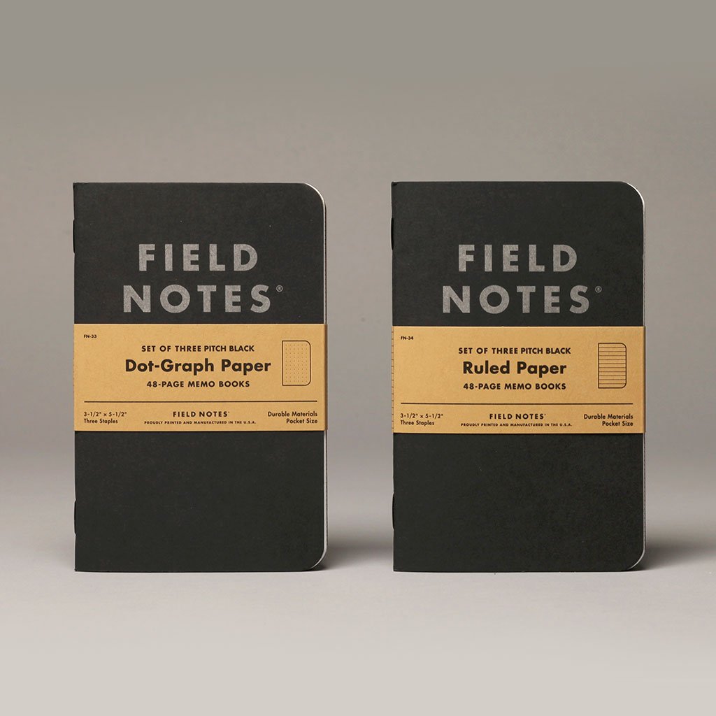 Memo Book | Ruled | 3-Pack Field Notes FN-34 Notebooks 3 Pack / Black