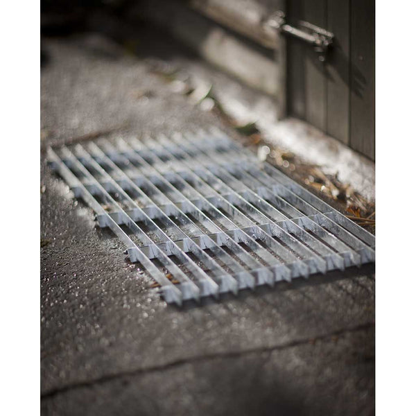 Woodside Large Galvanised Steel Door Mat - 80x38cm Heavy Duty Scraper Mat For Garden, Garage & Workshop