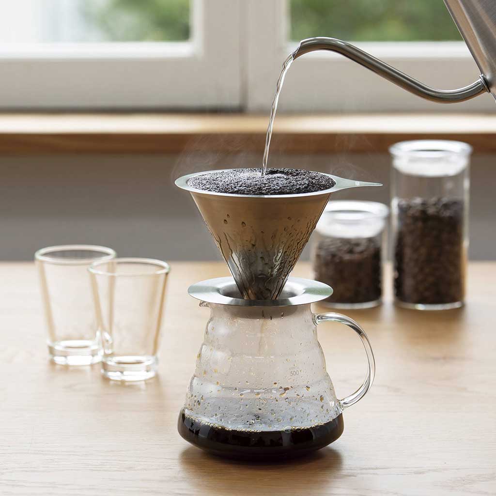 Hario V60 Metal Filter Dripper 02 Metal Coffee Dripper Silver