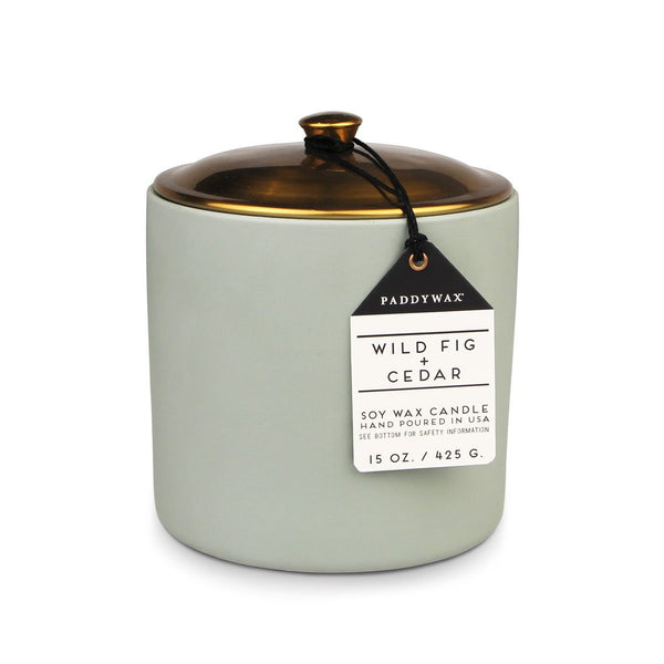 Hygge Ceramic | Wild Fig & Cedar Paddywax PWHY1504 Candles 15 oz / Sage