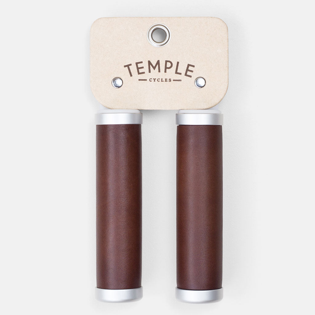 Premium Leather Grips Temple Cycles TS-LTHGRP-DB Grips One Size / Dark Brown